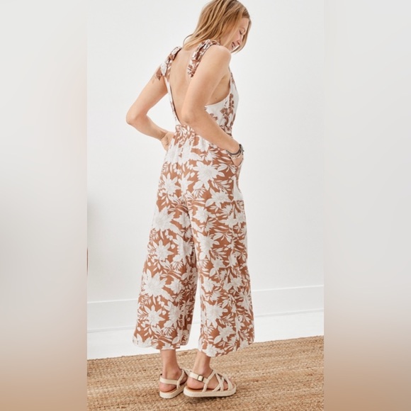 American Eagle Tropical Mix Print Tie-Strap Jumpsuit - Picture 2 of 11